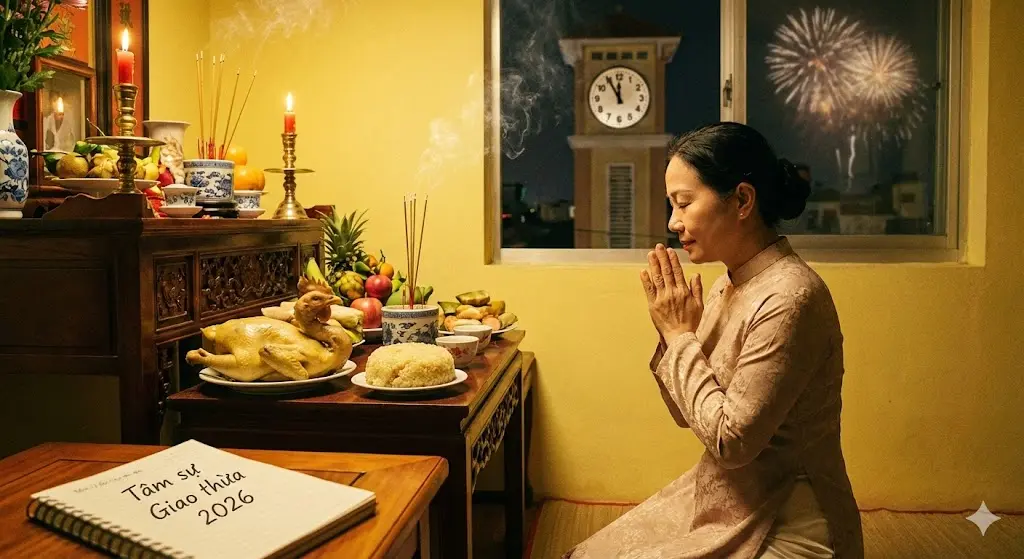 Bài cúng đêm Giao thừa 2026 – khi ta lắng lòng, dâng hương kính cáo gia tiên và gửi ước nguyện bình an 