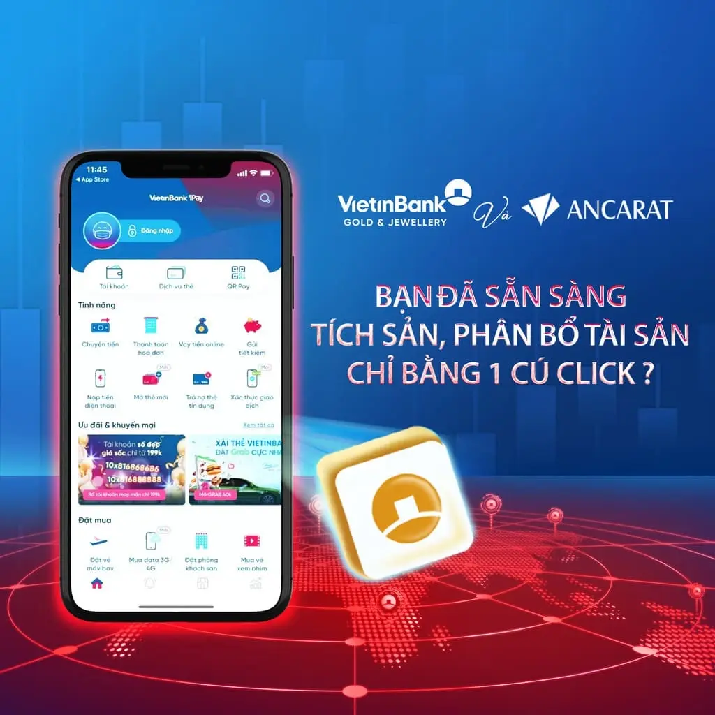 Quy trình đặt mua bạc Ancarat trên app Vietinbank 