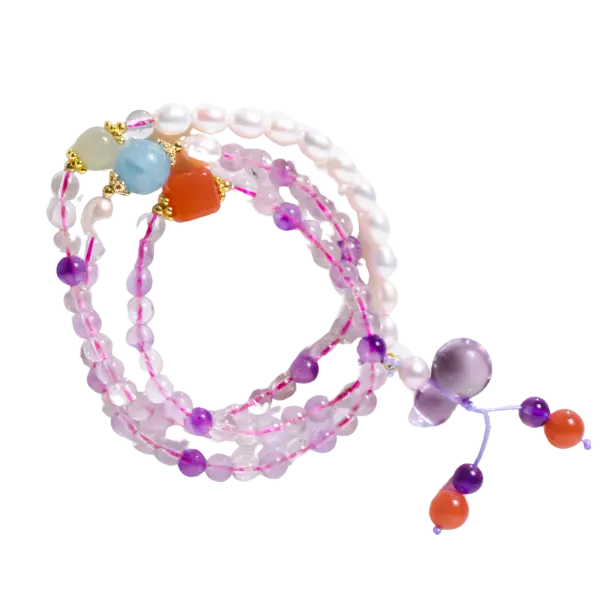 Vòng tay đá thạch anh tím mix vòng thời trang