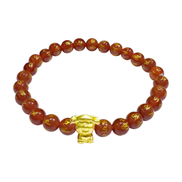 Vòng đá khắc chữ phối charm Con giáp Mùi