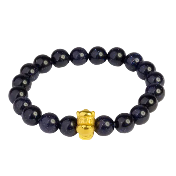 Vòng đá kim sa phối charm vàng con giáp Ngọ