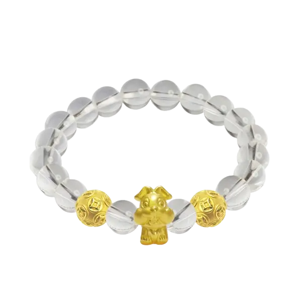 Vòng Đá Phối Charm Vàng 24K Kim Mão Và Hột Kim Tiền