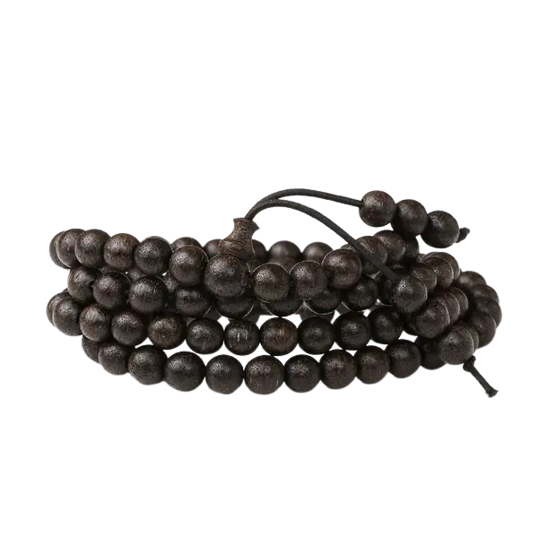 Vòng gỗ trầm hương đen 108 hạt phong thủy – Bình an – May mắn
