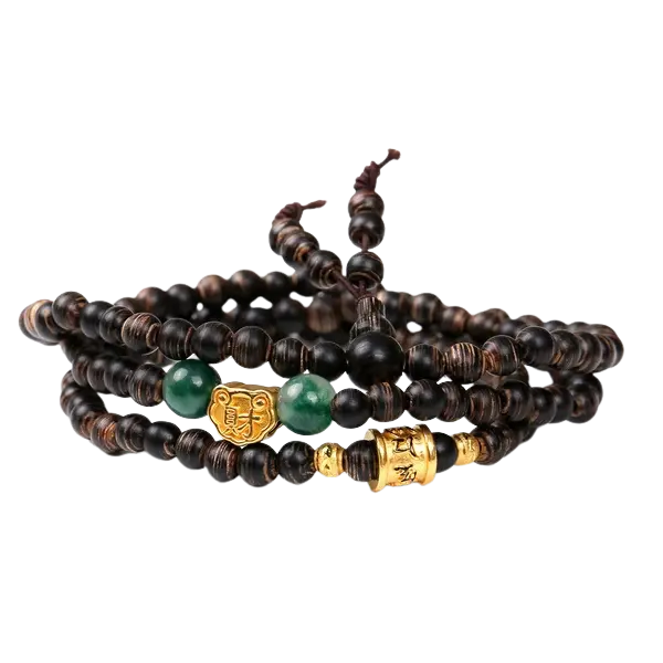 Vòng gỗ trầm hương phối lục tự đại minh chú mix đá – May mắn – Tài lộc