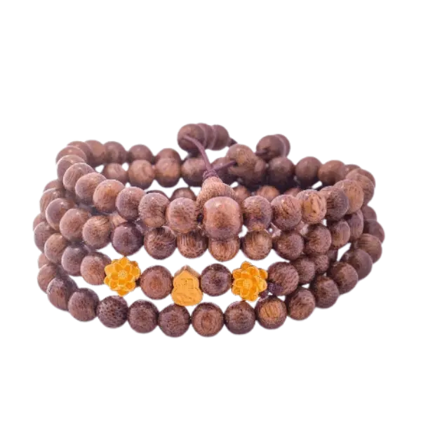 Vòng Trầm Tốc Vườn Mix Vàng 24k Hoa Sen Và Hồ Lô