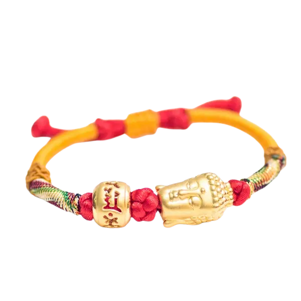 Vòng Tay Handmade Phối Charm Vàng 24K Đầu Phật Và Hột Bình An