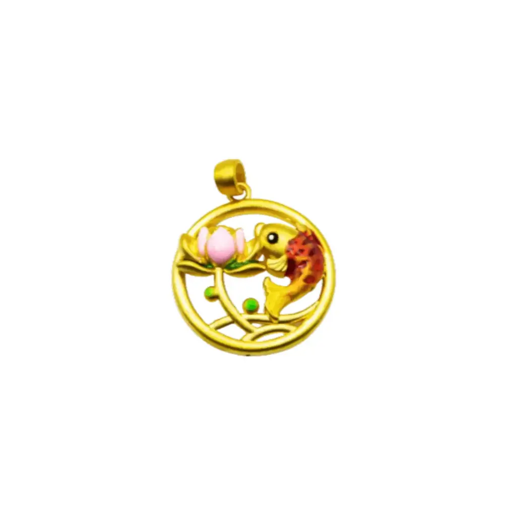 Mặt Dây Vàng 24K Cá Chép Liên Hoa MS24
