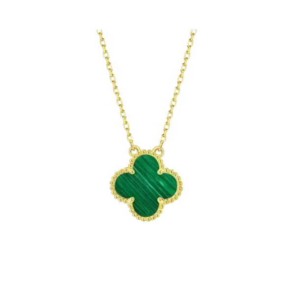 Dây chuyền vàng 18K Golden Leaf 15mm – Bản dày – Màu xanh lá