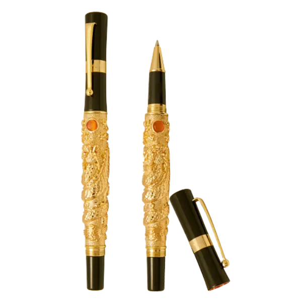 Bút Rồng Mạ Vàng 24K Kim Long. Gold-Plated Pen