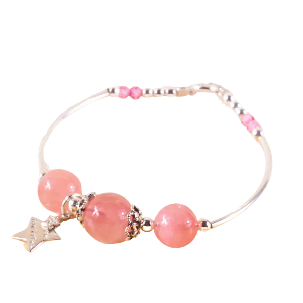 Vòng tay bạc thạch anh hồng phong thủy