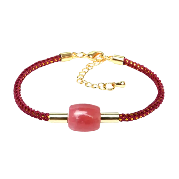 Vòng tay dây vải phối charm ngọc bọc bạc cao cấp mix bạc