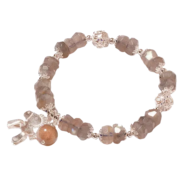 Vòng tay đá Labradorite phối charm ngựa la mã mix bạc