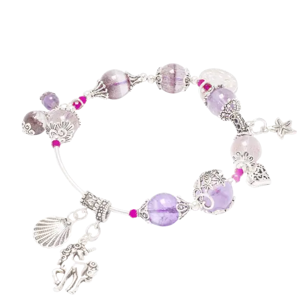 Vòng tay đá Super seven phối charm vỏ sò