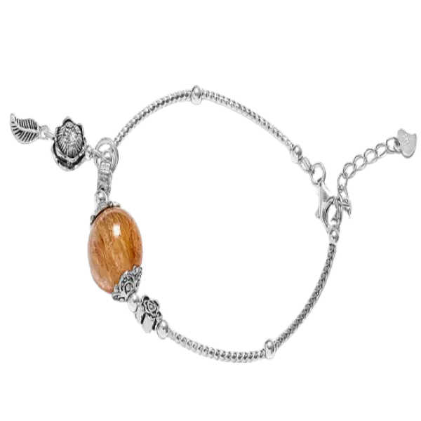 Vòng tay đá Thạch anh Tóc đỏ hoa bạc