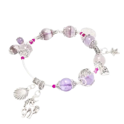 Vòng tay đá Super seven phối charm vỏ sò