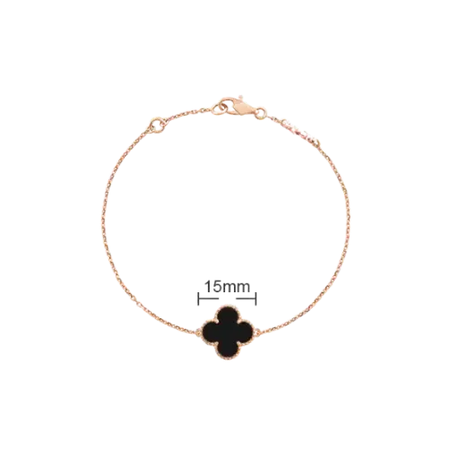 [AG6102.L168.001A] Lắc tay Vàng 18K 610 Golden Leaf 15mm – Đen