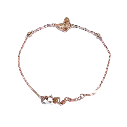 [AG7502.L168.613] Lắc tay Vàng 18K Golden butterfly 9mm – 8D