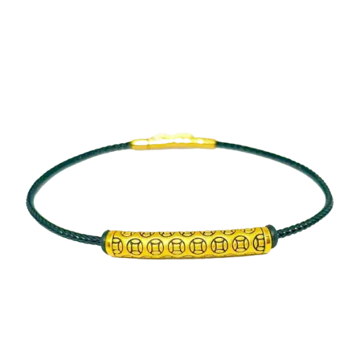 [AG9992.L103.004] Vòng dây Thép phối Lắc Vàng 24K Kim tiền – may mắn