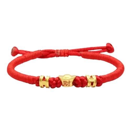 Vòng tay charm vàng 24K Hermes phối Nén vàng – May mắn – Tài lộc