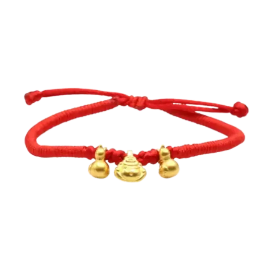 Vòng Tay Charm Vàng 24K Hồ Lô Phối Phật Di Lặc