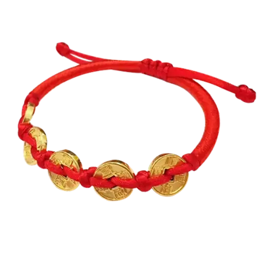 Vòng tay charm vàng 24k phối 5 đồng xu vàng