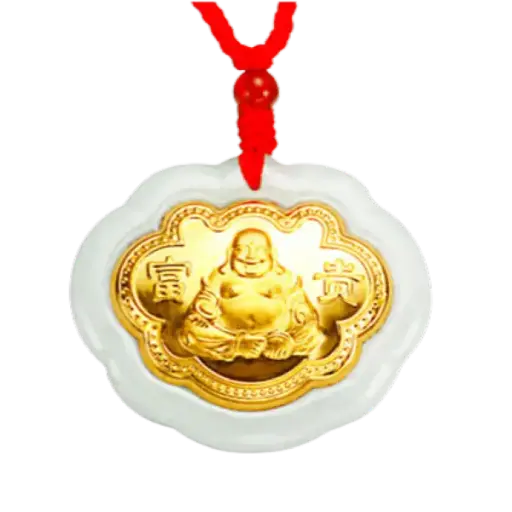 [AO9992.M052.004] Mặt Ngọc Phỉ Thúy Dát Vàng Di Lặc Đám Mây