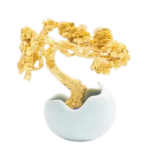 [AO9992.Q266.00073] Tượng mạ vàng 24K Cây tùng – May mắn – Tài lộc