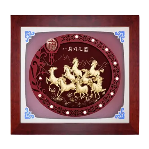 [AO9992.Q180.T005] Tranh Mạ Vàng 24K Mã Đáo Thành Công Phong Thủy