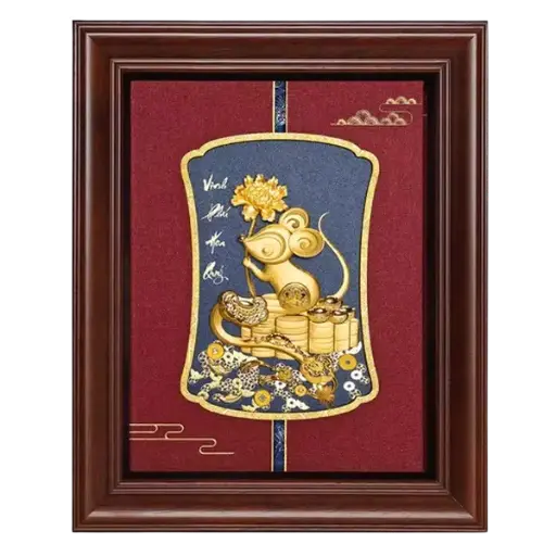 [AO9992.Q001.T002] Tranh mạ vàng 24K Kim Tí Vinh Hoa Phú Quý