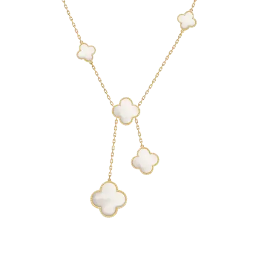 [AG7502.D168.607HA] Dây chuyền vàng 18K Golden Leaf 5 hoa lớn (Bản dày) – Màu trắng