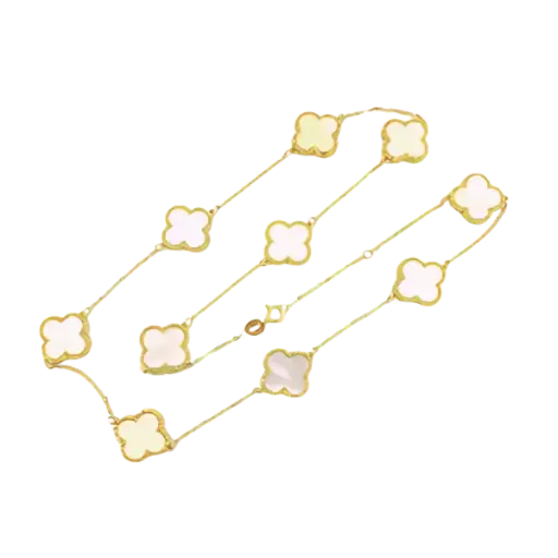 [AG7502.D168.505HC] Dây chuyền vàng 18K Golden Leaf 10 hoa 12mm – Màu trắng