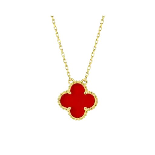 [AG7502.D168.501H_RED] Dây chuyền vàng 18K Golden Leaf 15mm – Bản dày – Màu đỏ