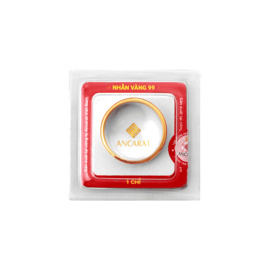 [NTT01] Nhẫn Khoen Vàng 24K Ép Vỉ 1 Chỉ. 9999