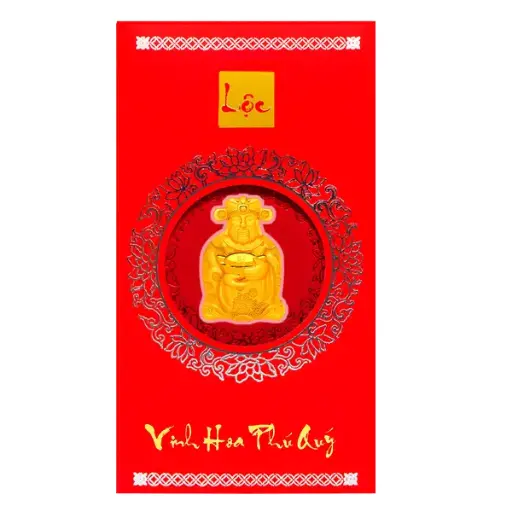 [AG9992.Q110.02C] Bao lì xì vàng 24K Thần Tài Nén Vàng